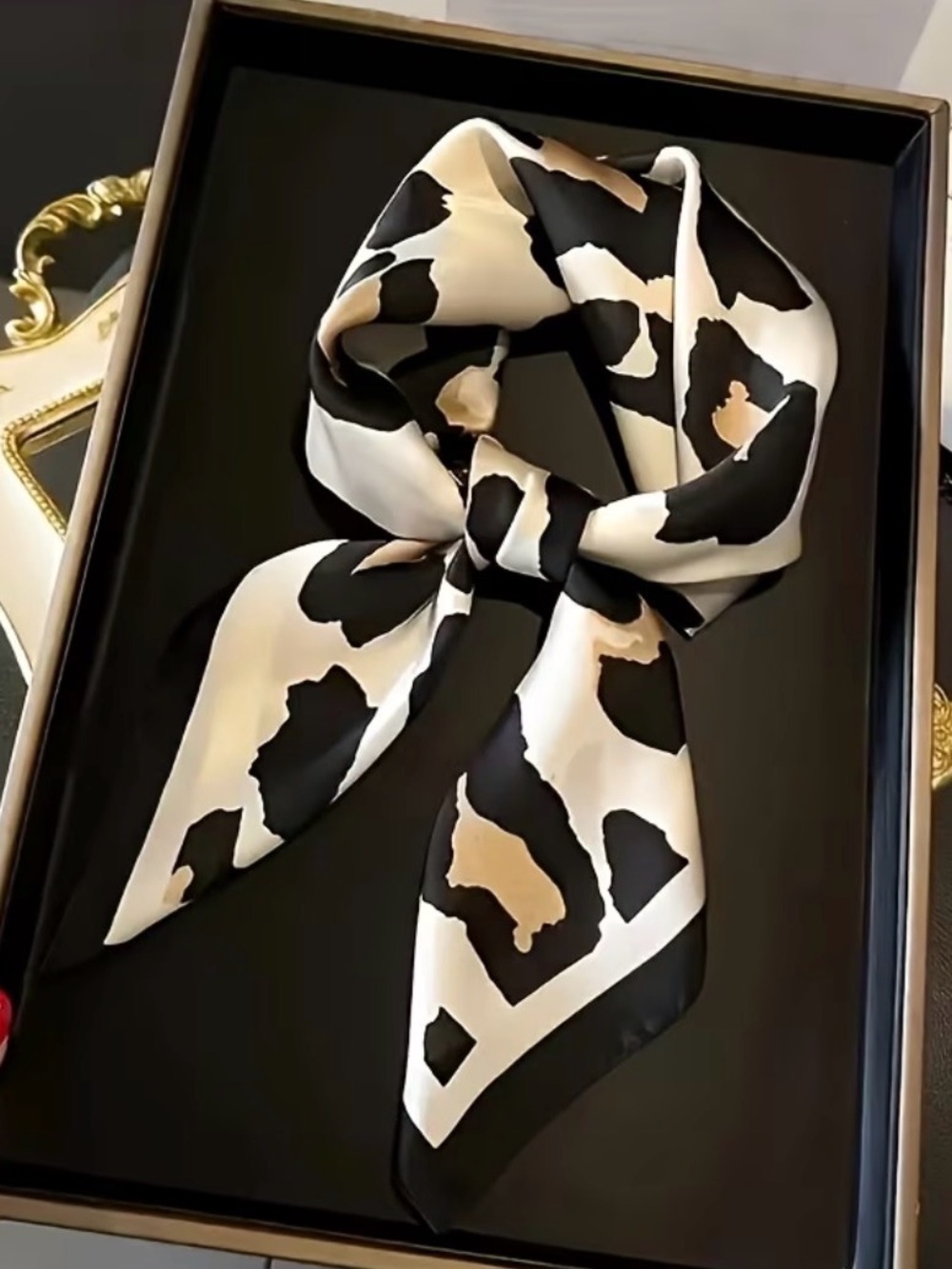Silk-Look Animal Print Neck Scarf